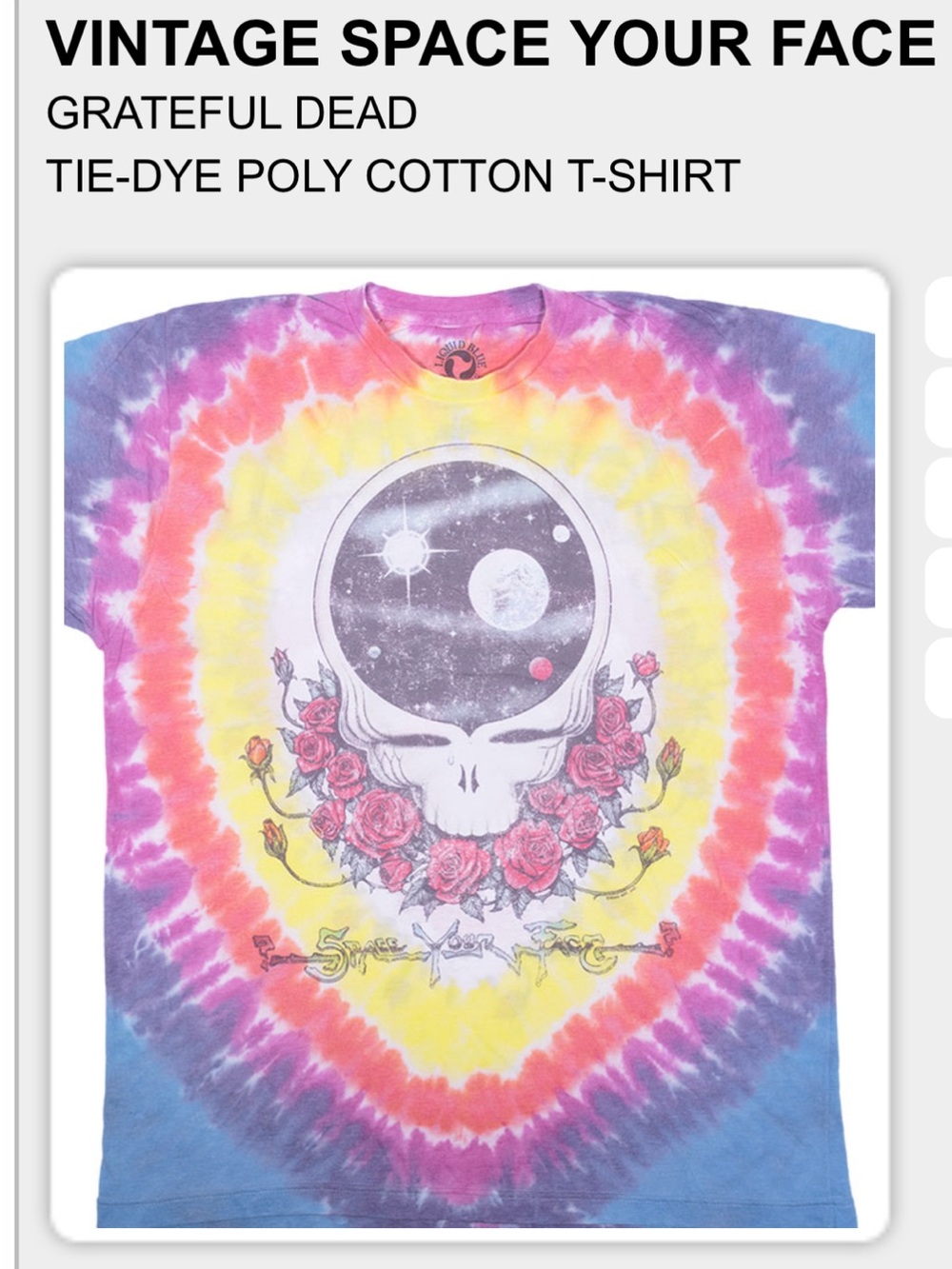 Liquid Blue Tie-Dye 'Space Your Face' Tee - size medium